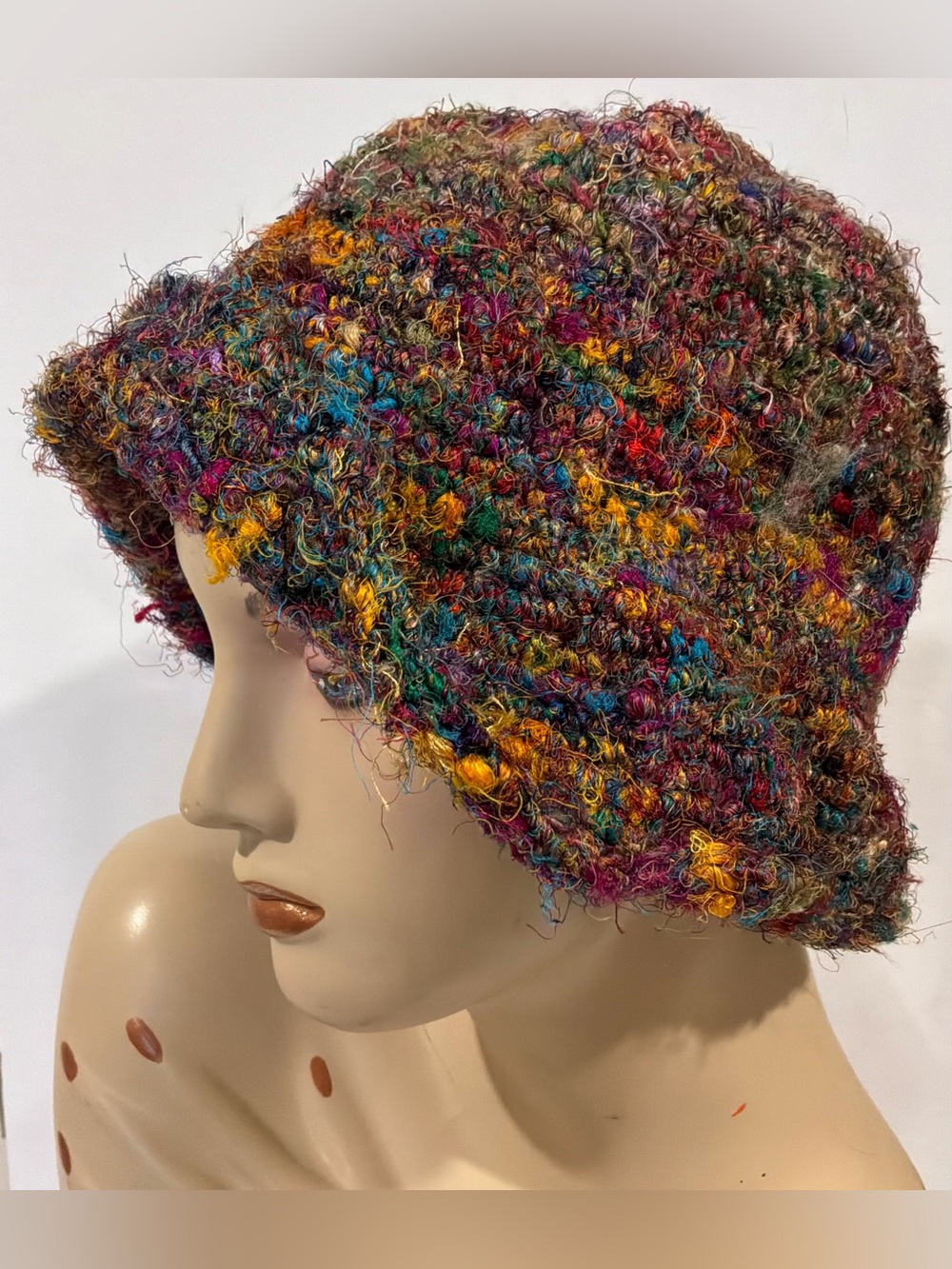 Multicolor Textured Knit Bucket Hat